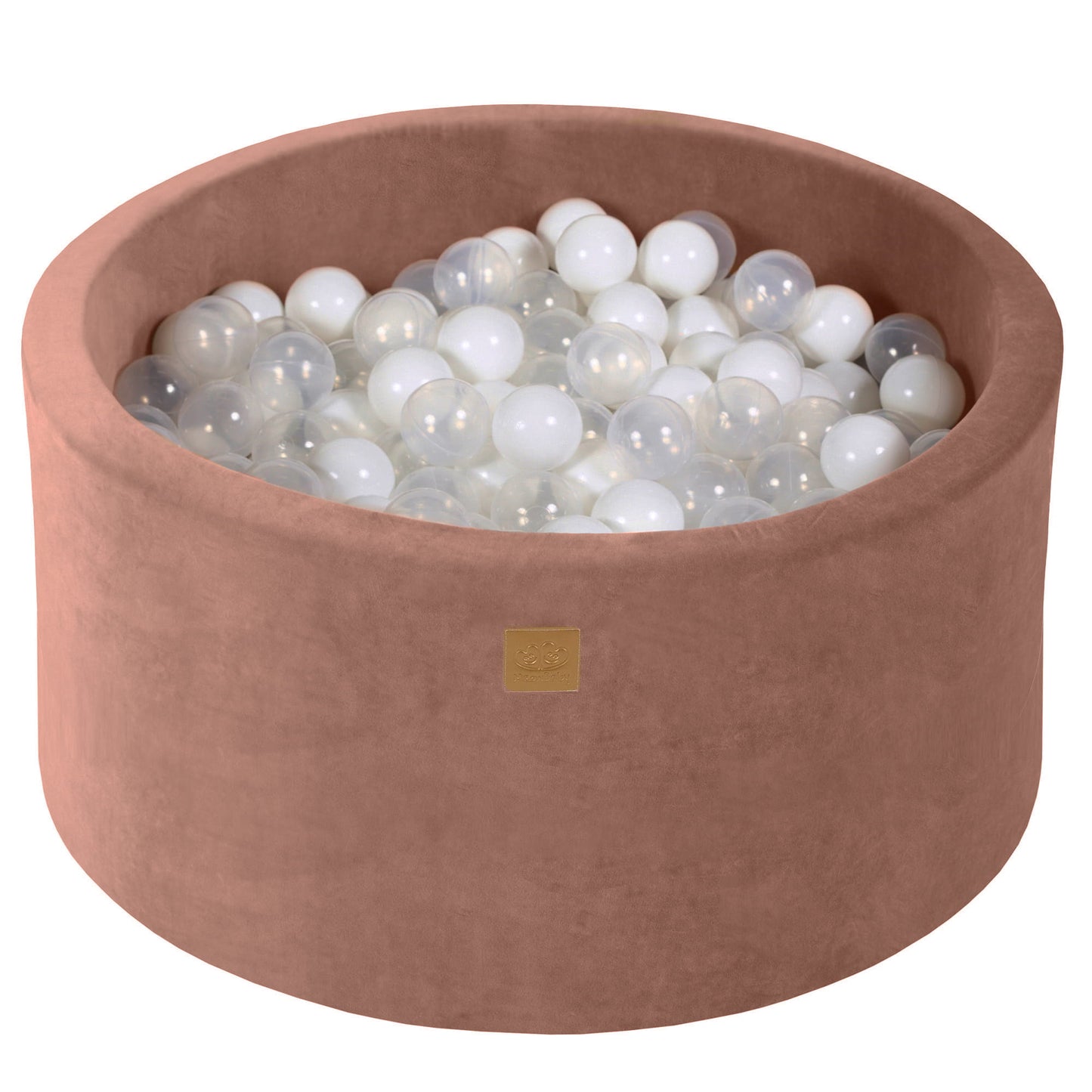 Ronde ballenbak met 300 ballen, 90x40cm, Beige, Fluweel