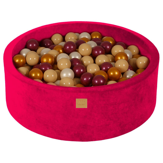 Ronde ballenbak met 200 ballen, 90x30cm, Magenta, Fluweel