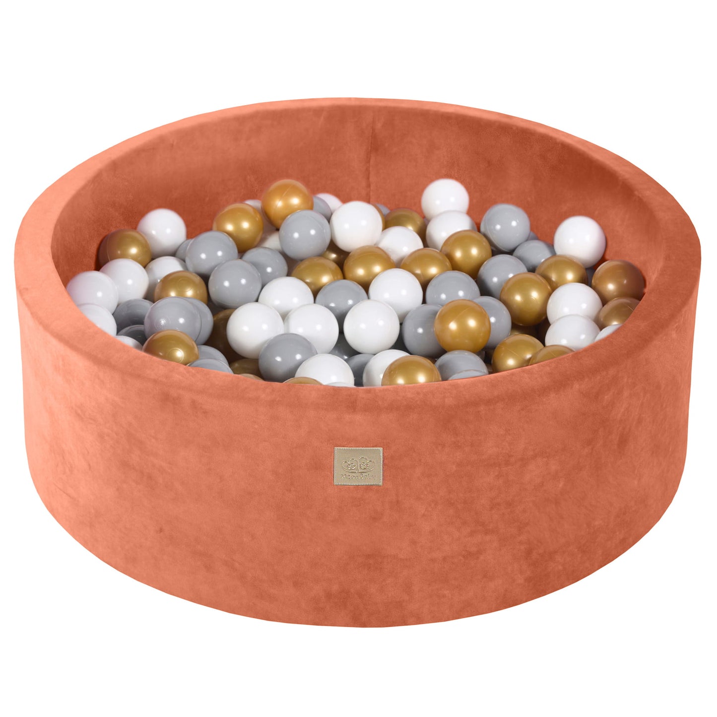 Ronde ballenbak met 200 ballen, 90x30cm, Marsala Rood, Fluweel