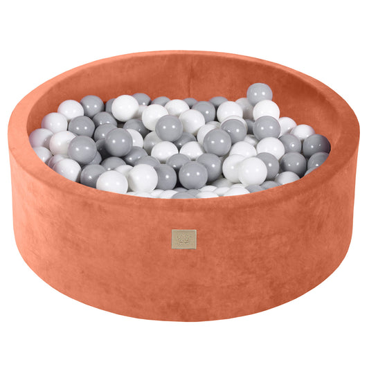 Ronde ballenbak met 200 ballen, 90x30cm, Marsala Rood, Fluweel