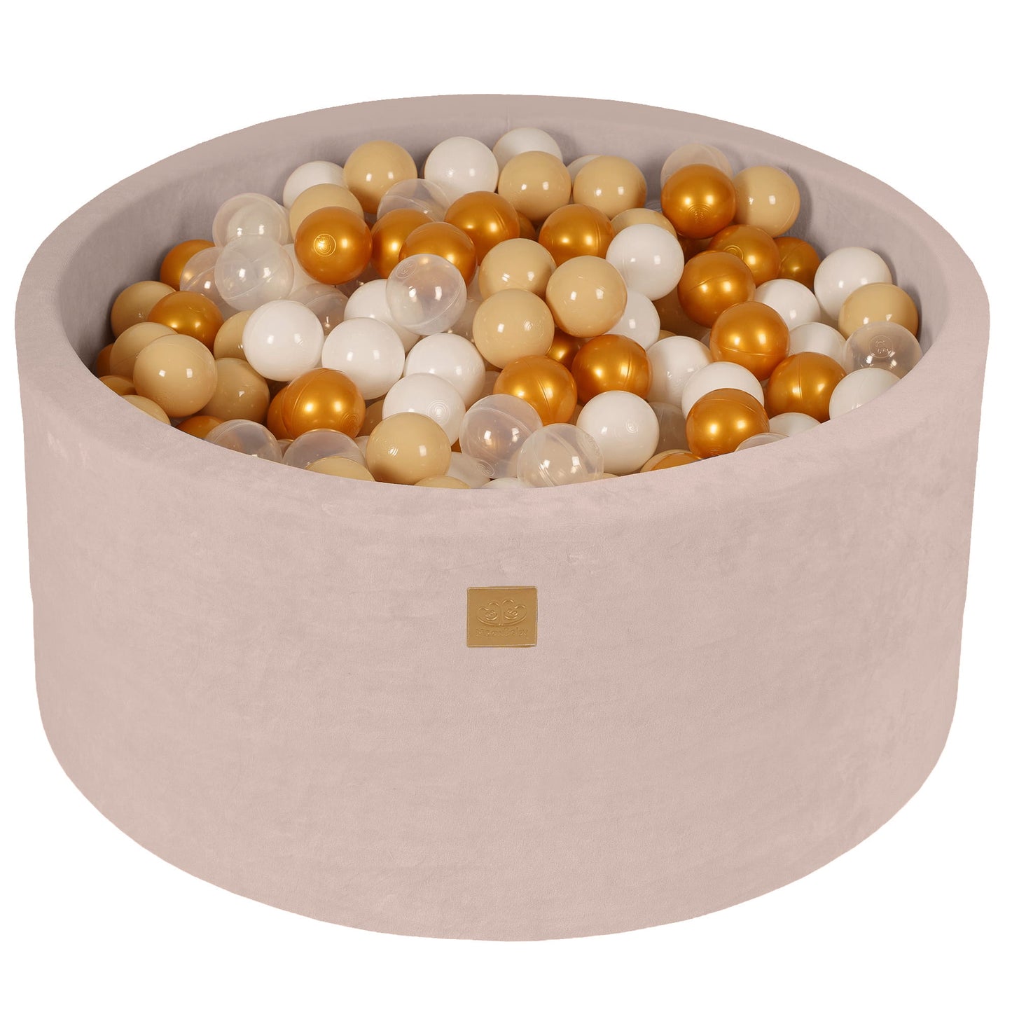 Ronde ballenbak met 300 ballen, 90x40cm, Ecru, Fluweel