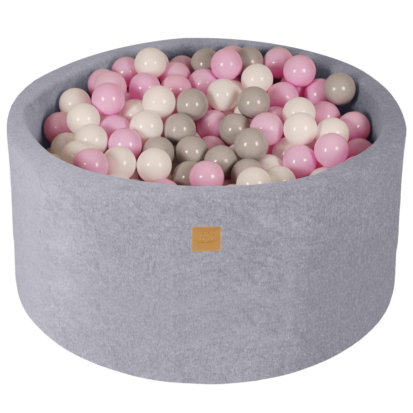 Ronde ballenbak met 300 ballen, 90x40cm, lichtgrijs, fluweel