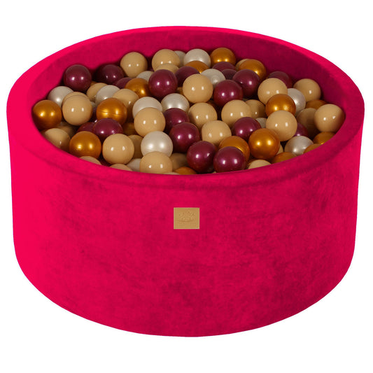 Ronde ballenbak met 300 ballen, 90x40cm, Magenta, Fluweel