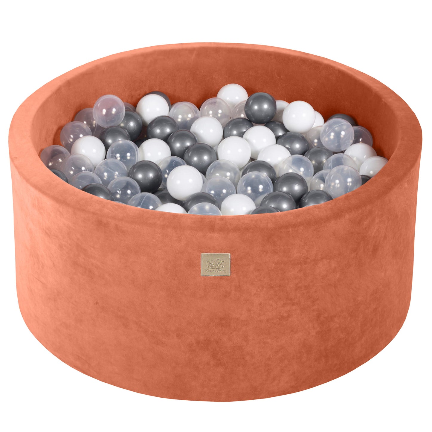 Ronde ballenbak met 300 ballen, 90x40cm, Marsala Rood, Fluweel