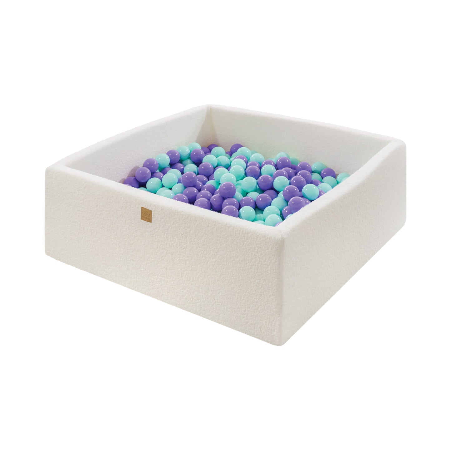 Square Ball Pit with 400 balls, 110x110x40cm, White, Boucle