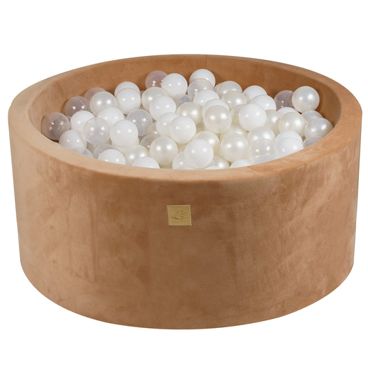 Ronde ballenbak met 300 ballen, 90x40cm, Carmel, Supersoft Velvet