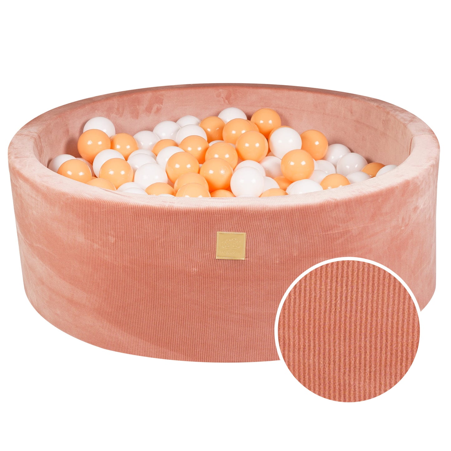 Ronde ballenbak met 200 ballen, 90x30cm, Abrikoos, Fluwelen Corduroy