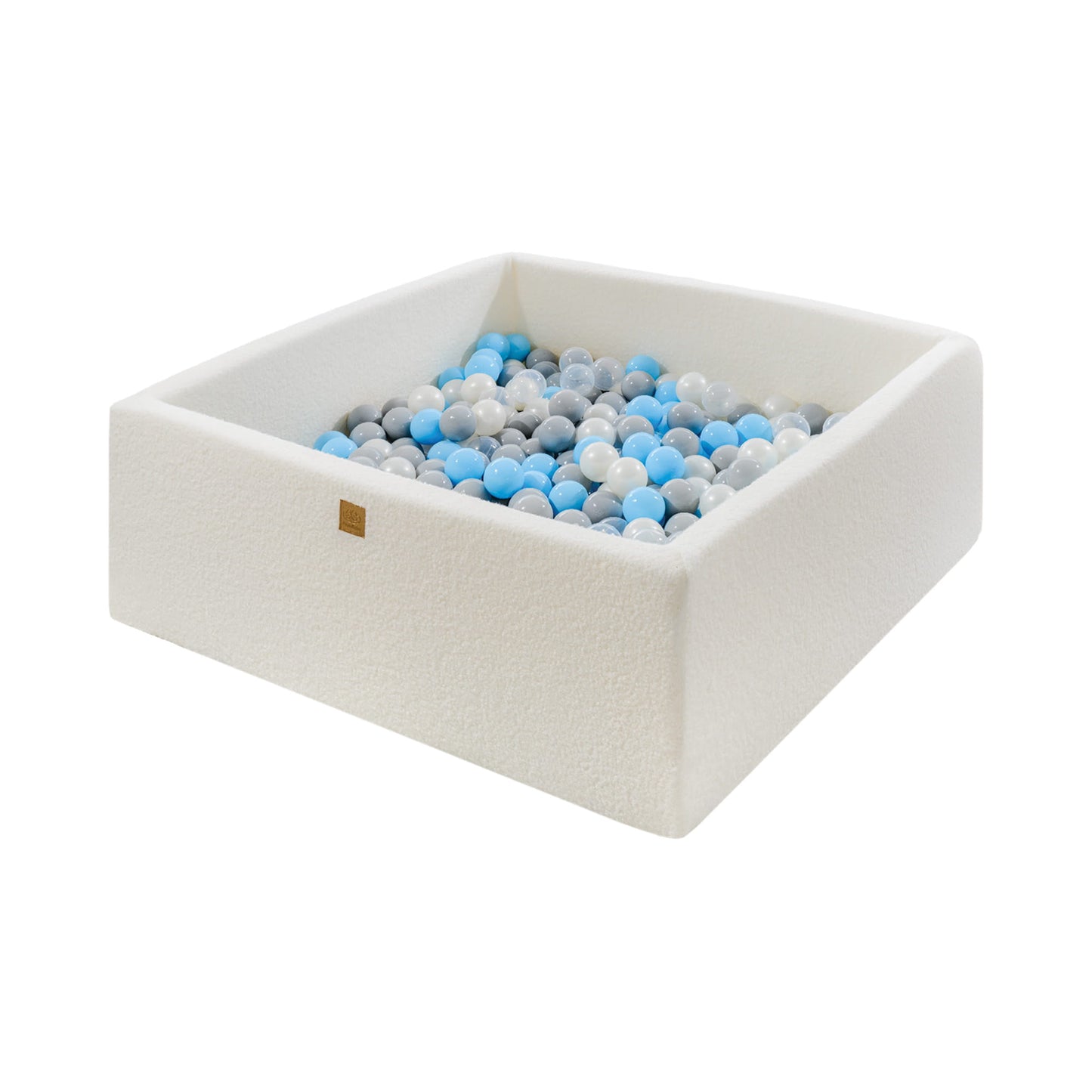 Square Ball Pit with 400 balls, 110x110x40cm, White, Boucle