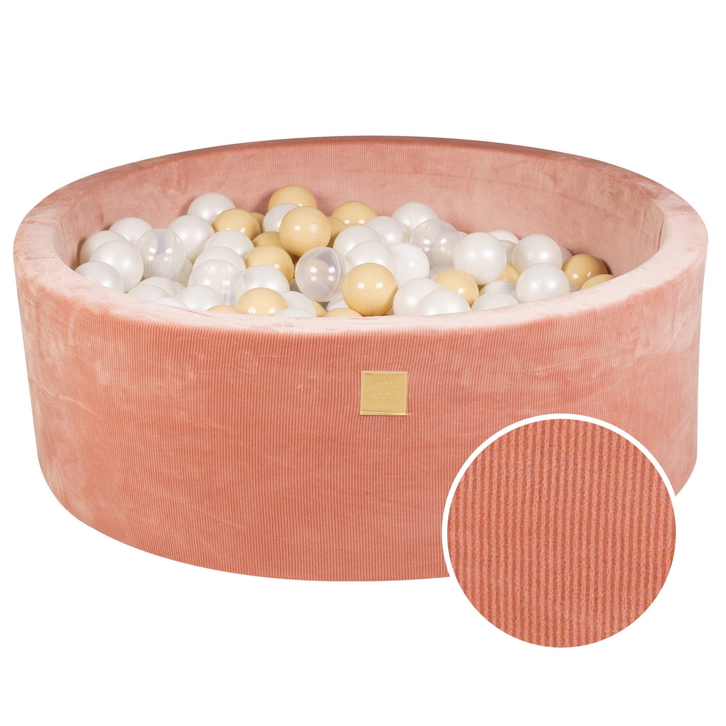 Ronde ballenbak met 200 ballen, 90x30cm, Abrikoos, Fluwelen Corduroy