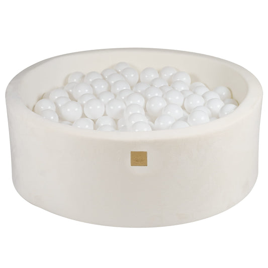 Ronde ballenbak met 200 ballen, 90x30cm, Wit, Superzacht