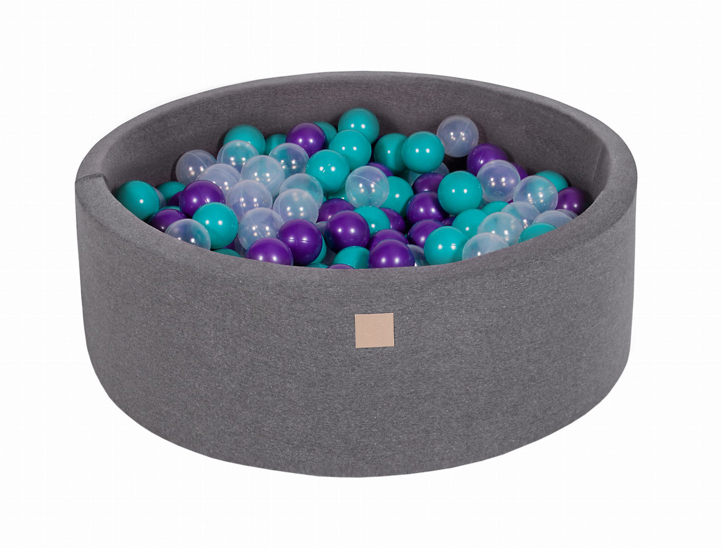 Ronde ballenbak met 200 ballen, 90x30cm, donkergrijs, katoen