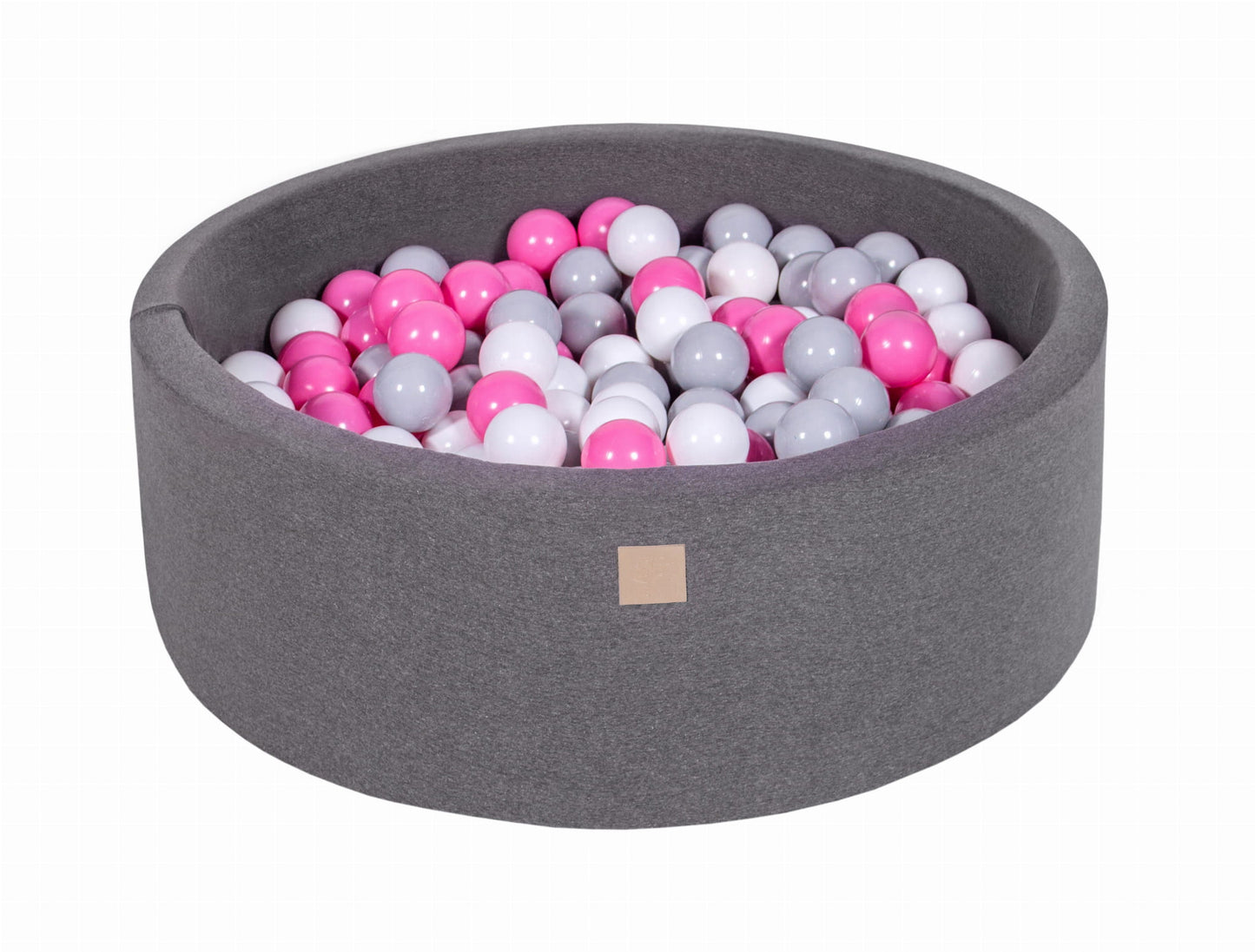 Round ball pit with 200 balls, 90x30cm, dark gray, cotton