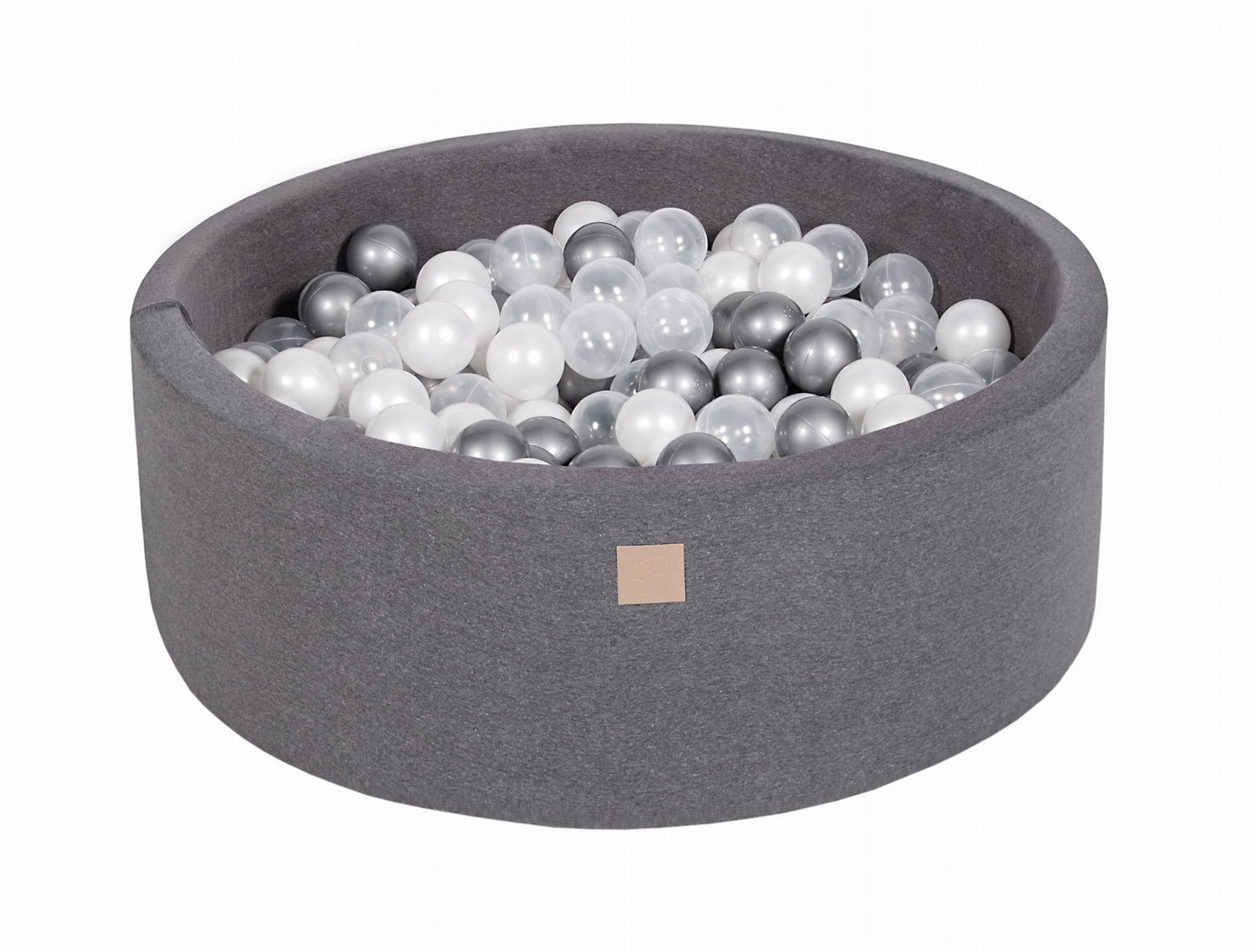 Round ball pit with 200 balls, 90x30cm, dark gray, cotton