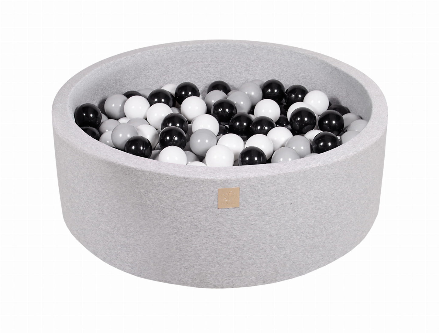 Round ball pit with 200 balls, 90x30cm, light gray, cotton