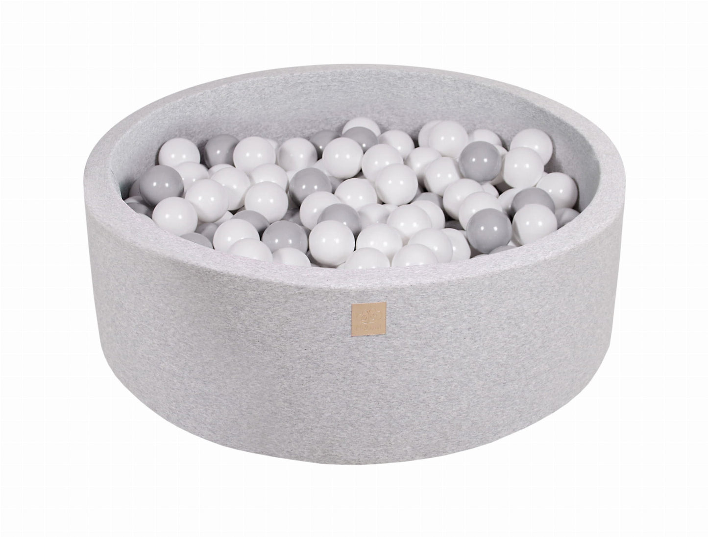 Round ball pit with 200 balls, 90x30cm, light gray, cotton