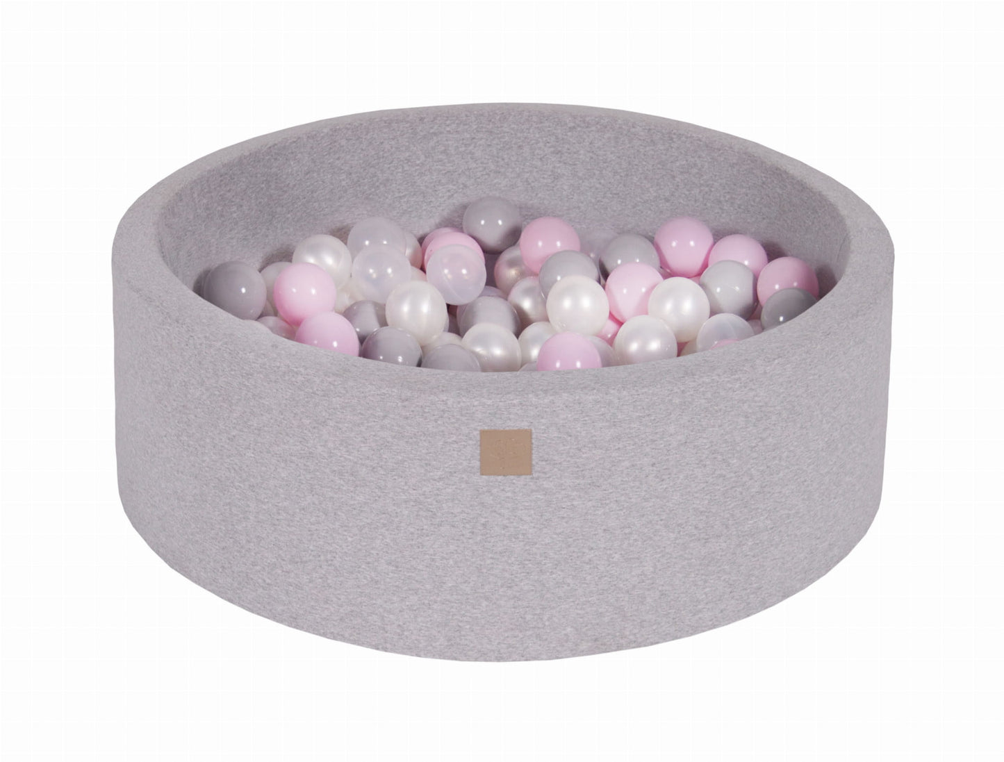 Round ball pit with 200 balls, 90x30cm, light gray, cotton