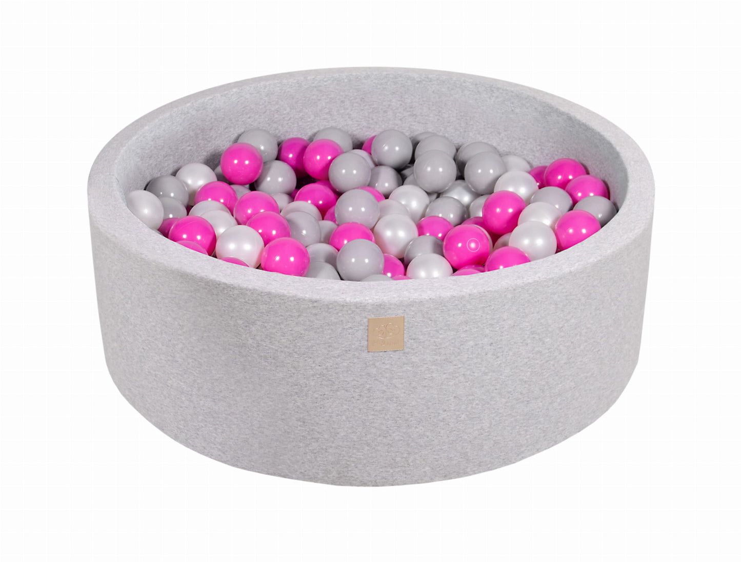 Round ball pit with 200 balls, 90x30cm, light gray, cotton