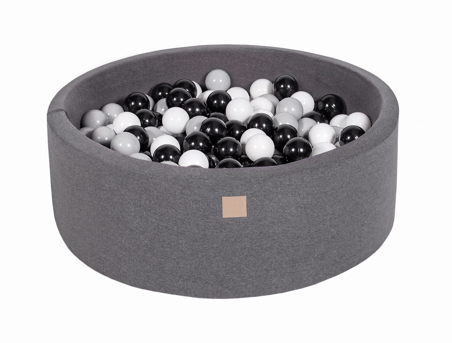 Ronde ballenbak met 200 ballen, 90x30cm, donkergrijs, katoen