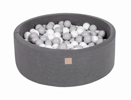 Round ball pit with 200 balls, 90x30cm, dark gray, cotton