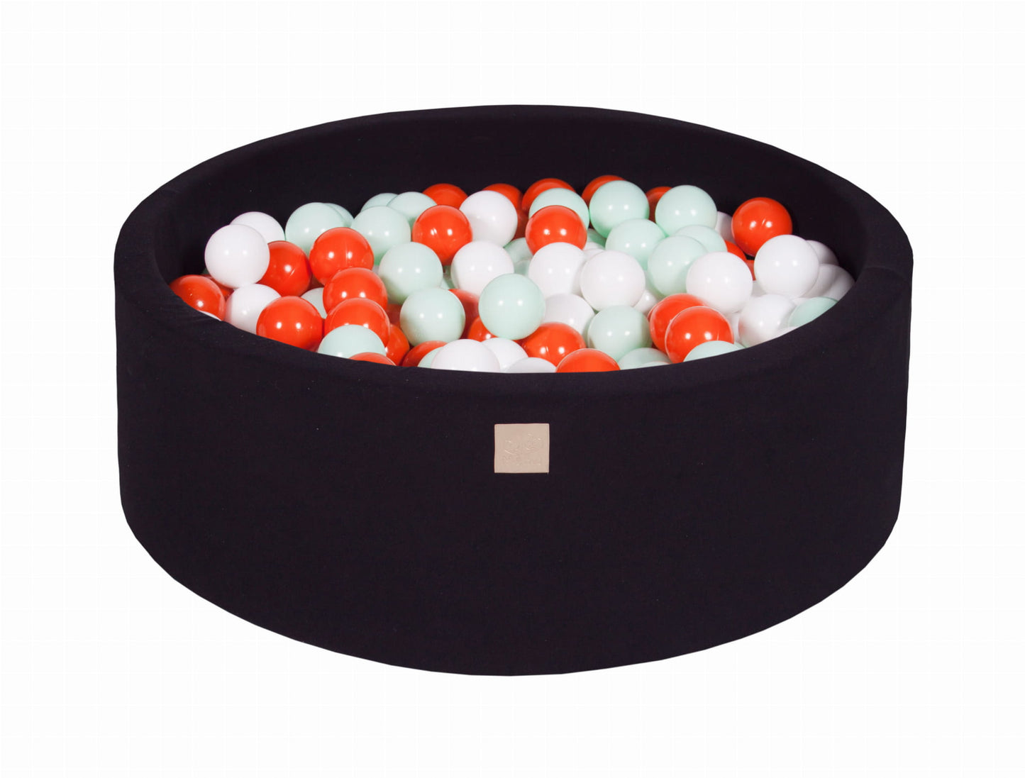 Round ball pit with 200 balls, 90x30cm, Black, Cotton