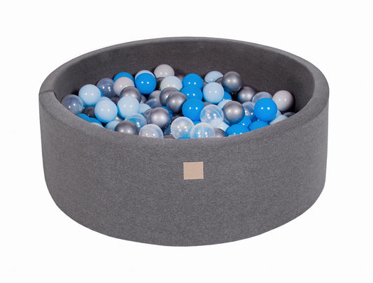 Ronde ballenbak met 200 ballen, 90x30cm, donkergrijs, katoen