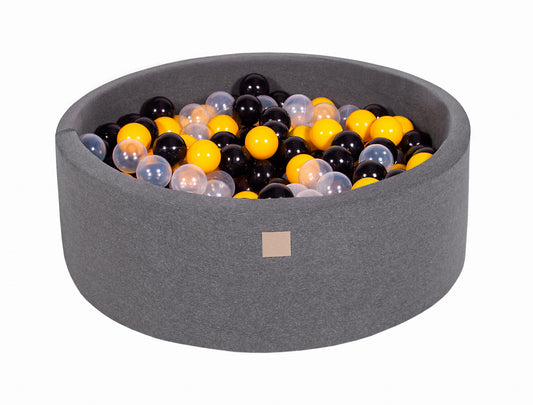 Round ball pit with 200 balls, 90x30cm, dark gray, cotton