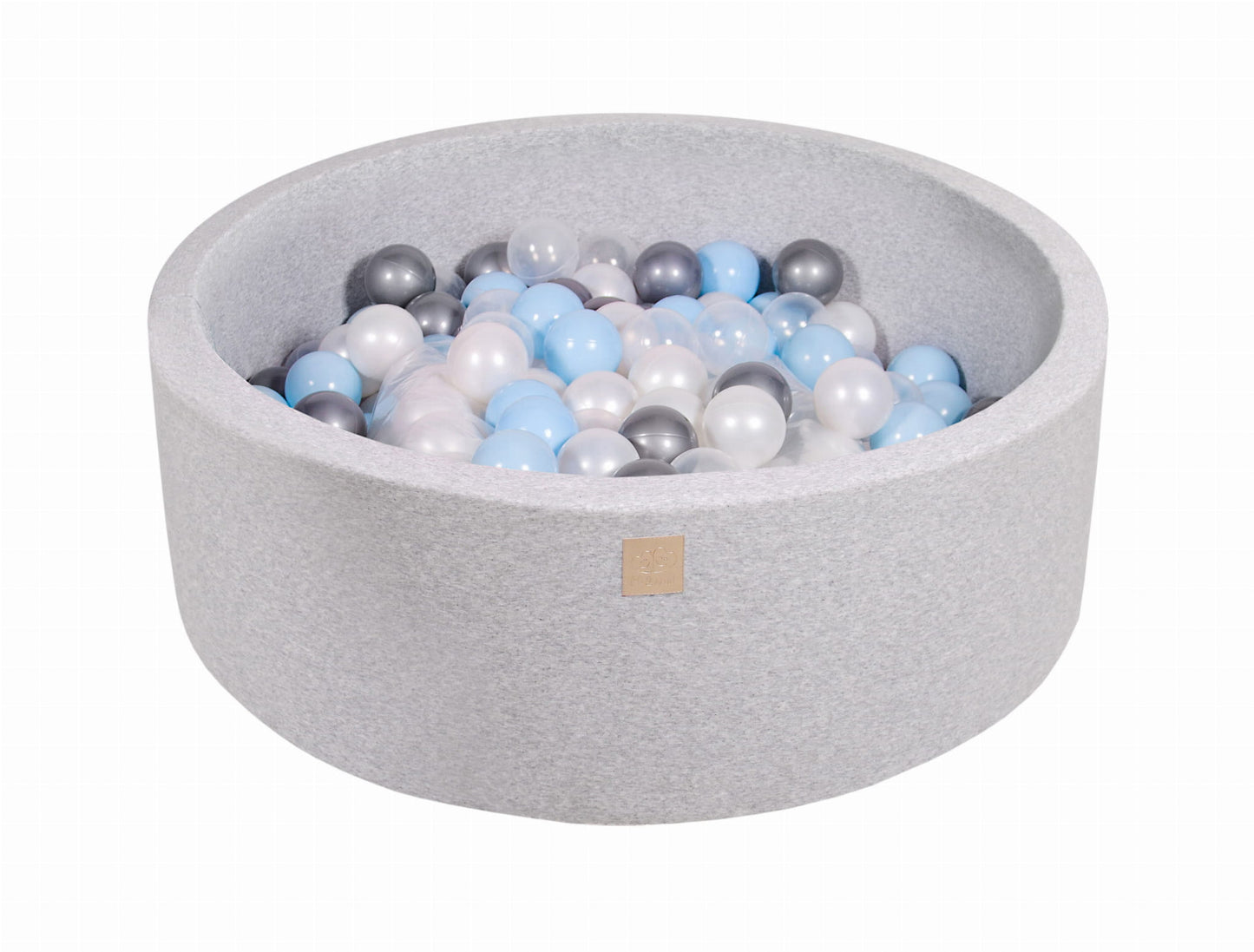 Round ball pit with 200 balls, 90x30cm, light gray, cotton