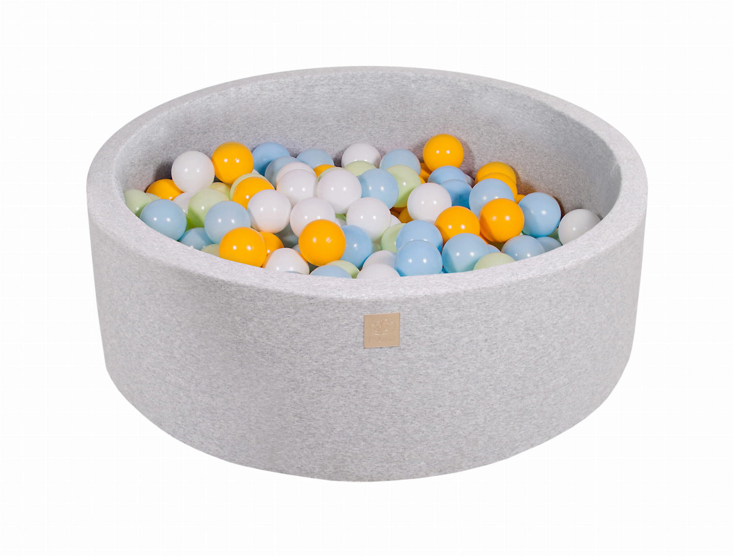 Round ball pit with 200 balls, 90x30cm, light gray, cotton