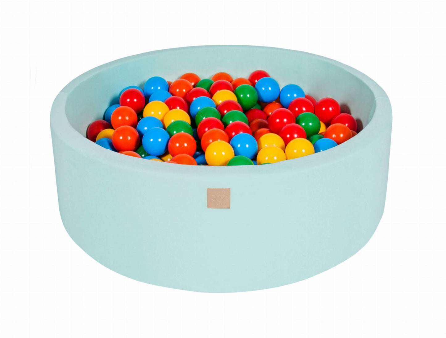 Baby Foam Ronde Ballenbak 90x30cm met 200 Ballen 7cm Gecertificeerd, Katoen, Mint: Geel/Rood/Donkergroen/Oranje/Blauw