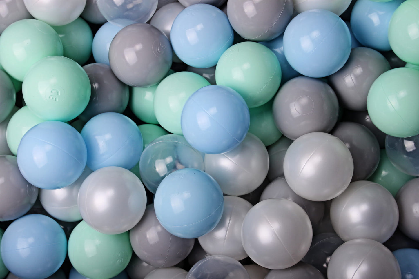 Round ball pit with 200 balls, 90x30cm, light gray, cotton