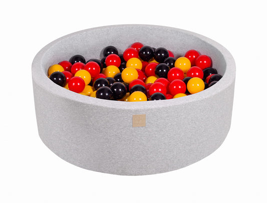 Round ball pit with 200 balls, 90x30cm, light gray, cotton