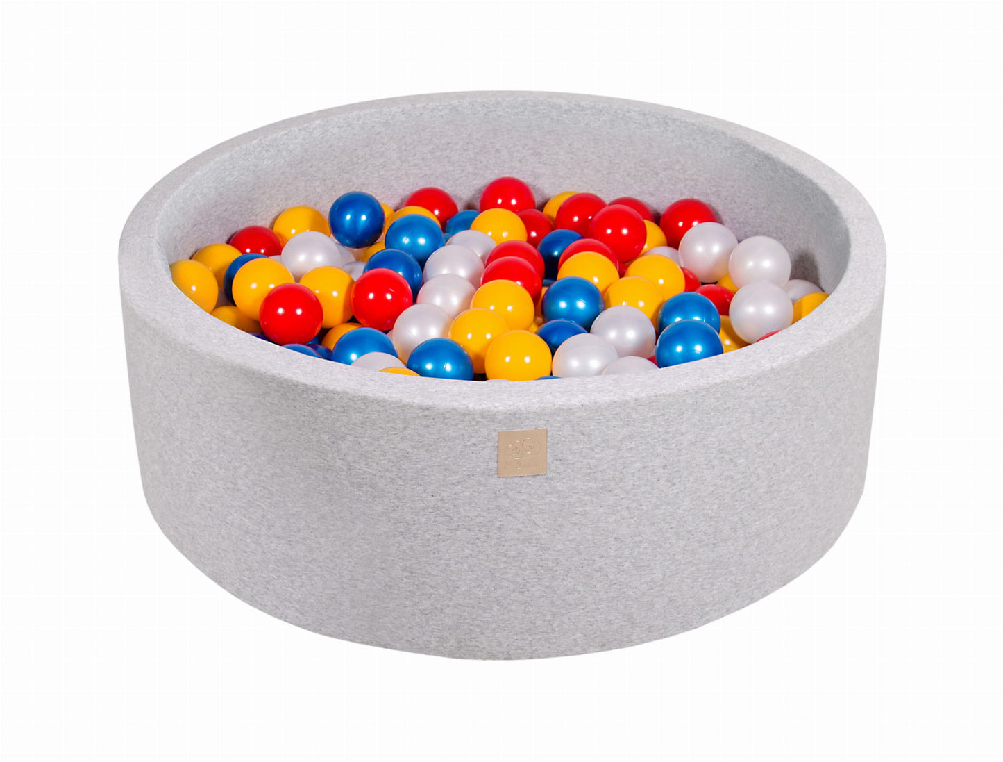 Round ball pit with 200 balls, 90x30cm, light gray, cotton