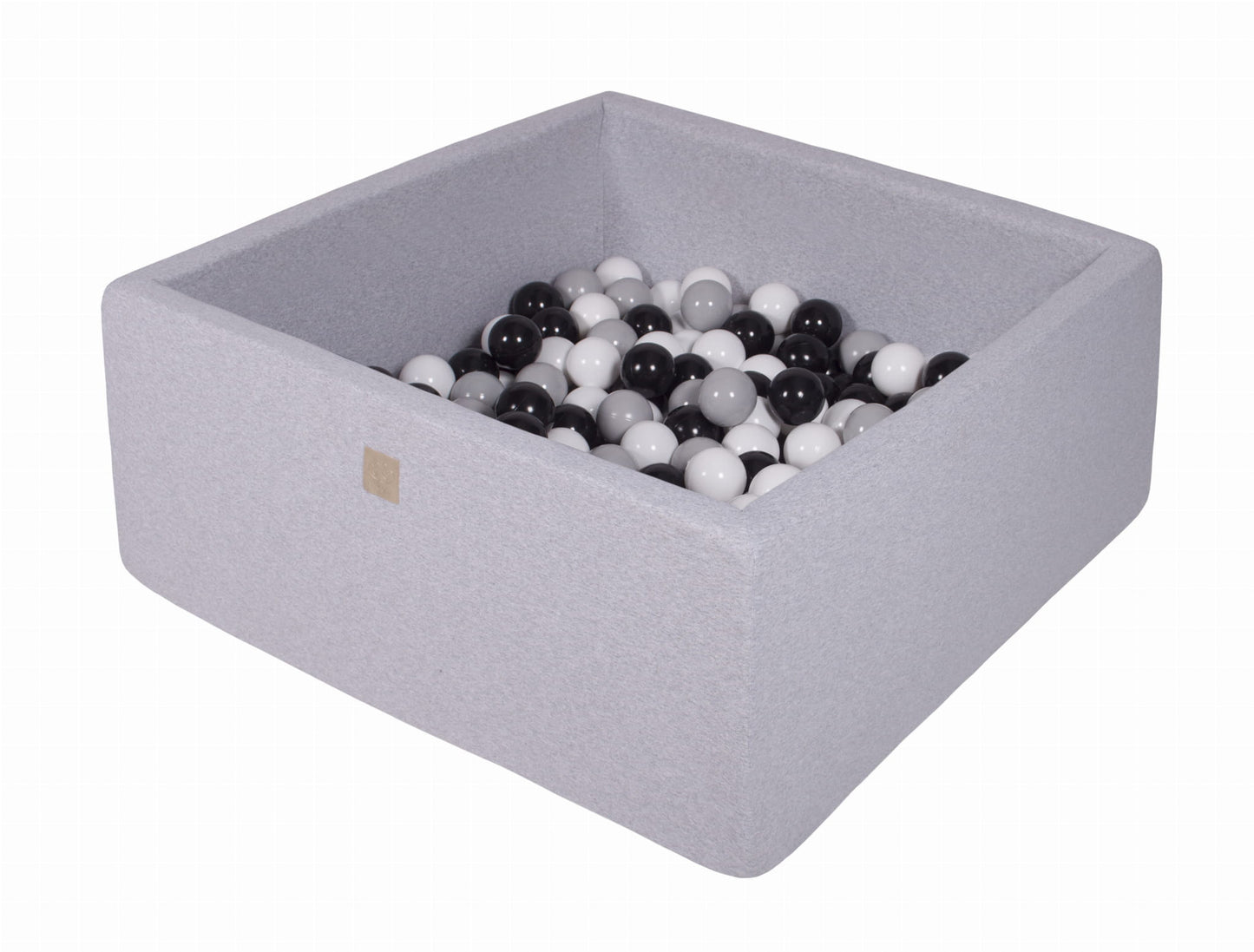 Square Ball Pit with 200 balls, 90x90x40cm, Light Grey, Cotton