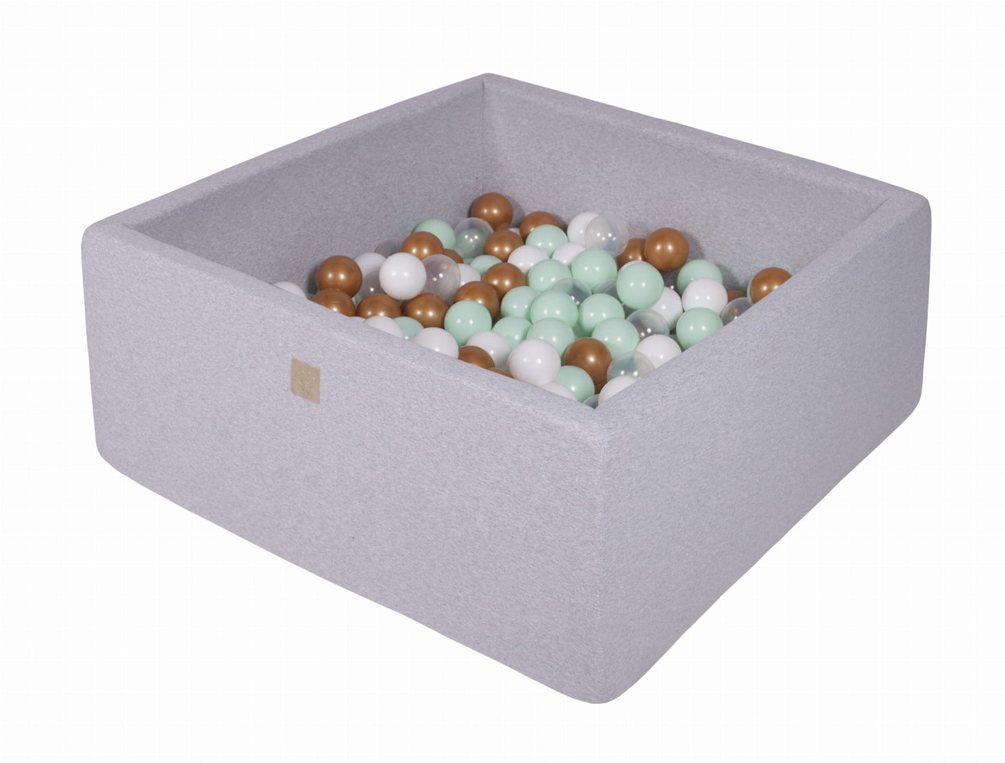 Square Ball Pit with 200 balls, 90x90x40cm, Light Grey, Cotton