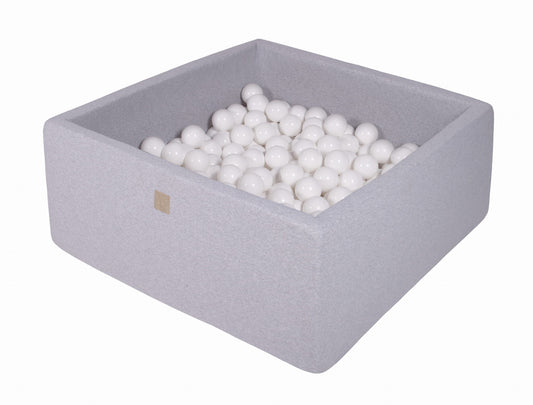 Square Ball Pit with 200 balls, 90x90x40cm, Light Grey, Cotton