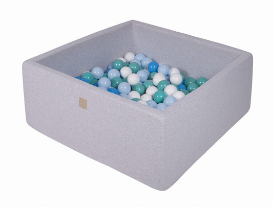 Square Ball Pit with 200 balls, 90x90x40cm, Light Grey, Cotton