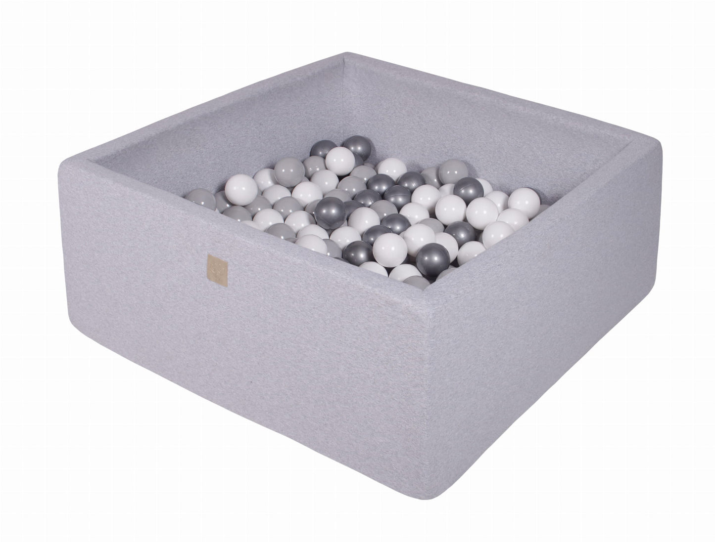 Square Ball Pit with 200 balls, 90x90x40cm, Light Grey, Cotton