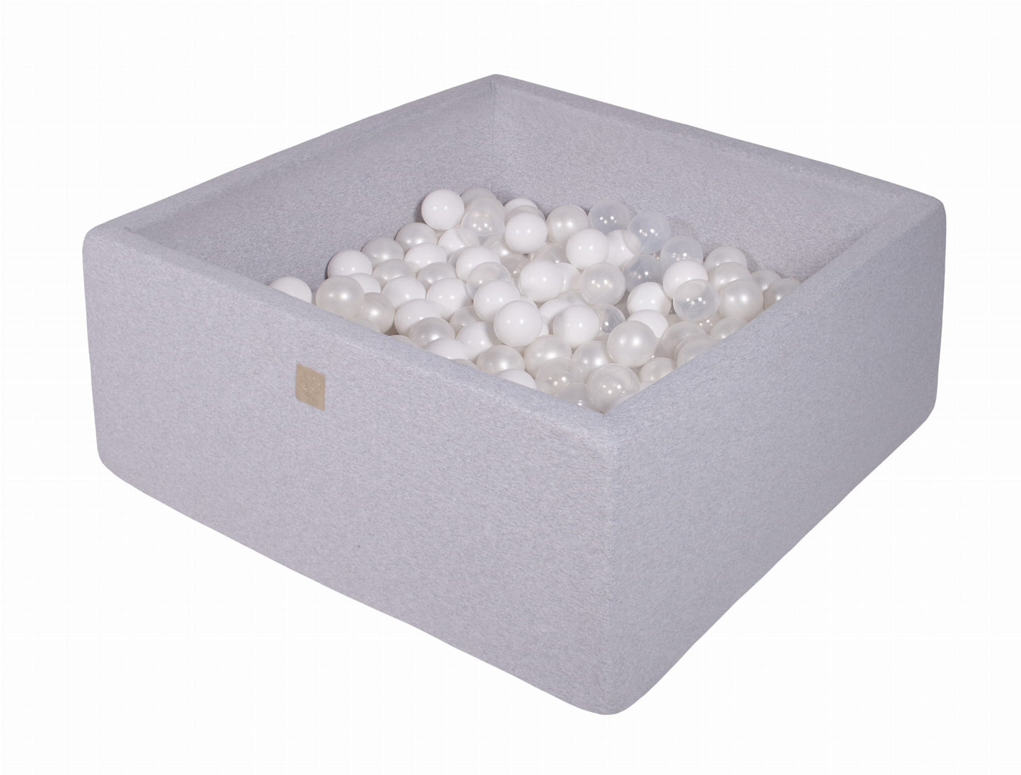 Square Ball Pit with 200 balls, 90x90x40cm, Light Grey, Cotton