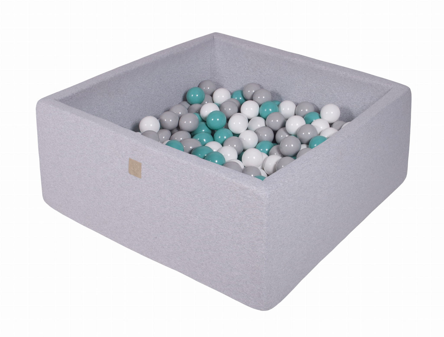 Square Ball Pit with 200 balls, 90x90x40cm, Light Grey, Cotton