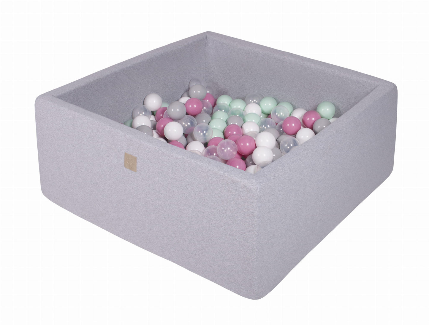 Square Ball Pit with 200 balls, 90x90x40cm, Light Grey, Cotton