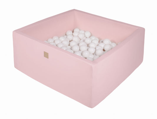 Square Ball Pit with 200 balls, 90x90x40cm, Light Pink, Cotton