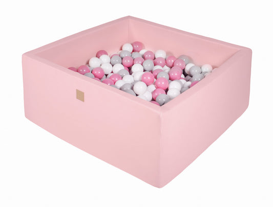 Square Ball Pit with 200 balls, 90x90x40cm, Light Pink, Cotton