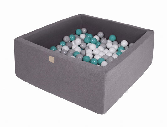 Square Ball Pit with 400 balls, 110x110x40cm, Dark Grey, Cotton