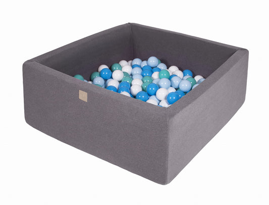 Square Ball Pit with 400 balls, 110x110x40cm, Dark Grey, Cotton