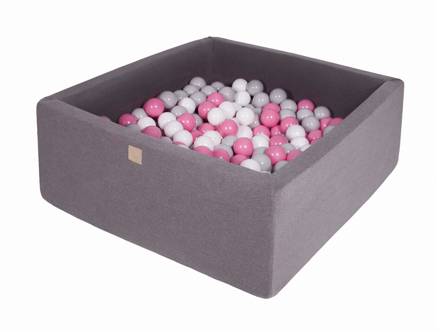 Square Ball Pit with 400 balls, 110x110x40cm, Dark Grey, Cotton