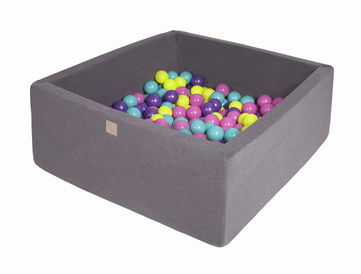 Square Ball Pit with 400 balls, 110x110x40cm, Dark Grey, Cotton