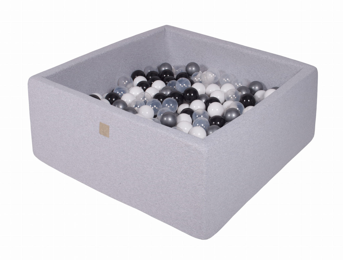 Square Ball Pit with 400 balls, 110x110x40cm, Light Grey, Cotton