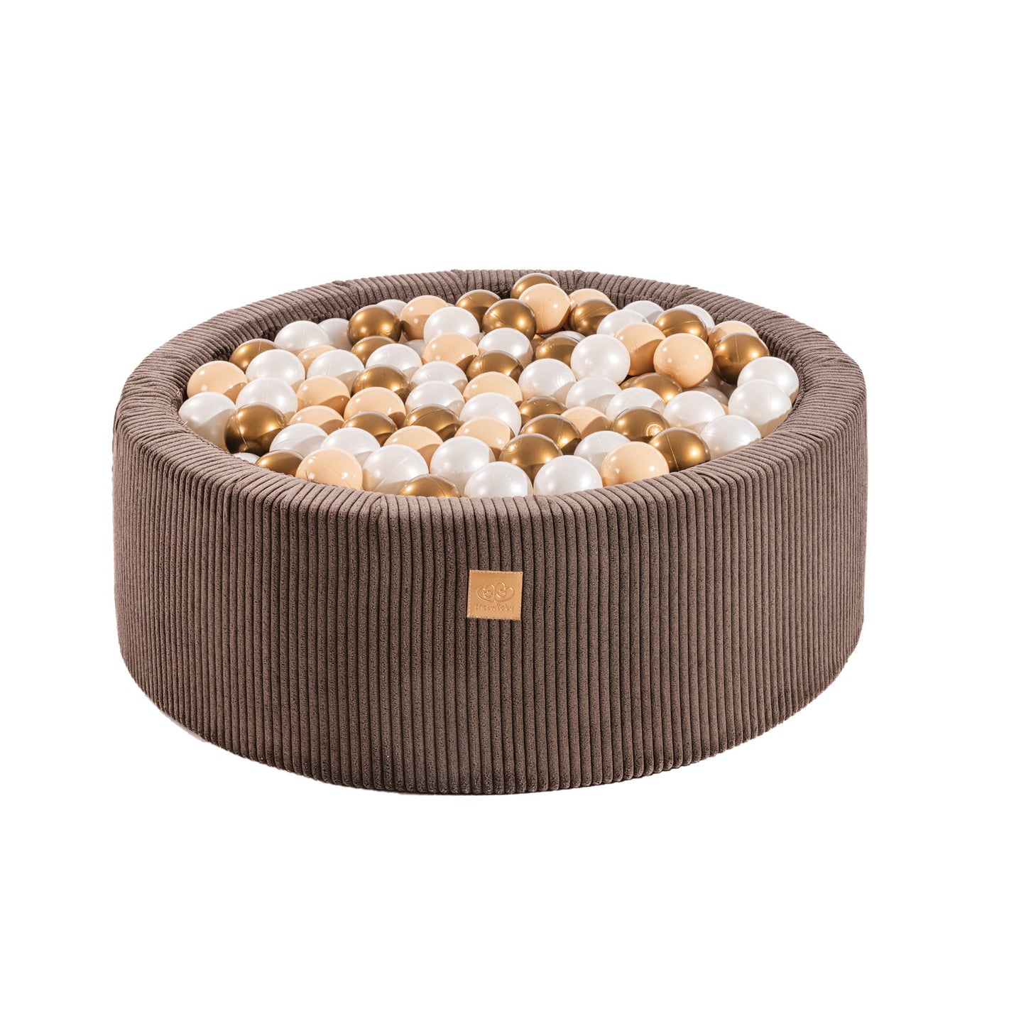 Round Ball Pit with 200 balls, 90x30cm, Brown, Aesthetic