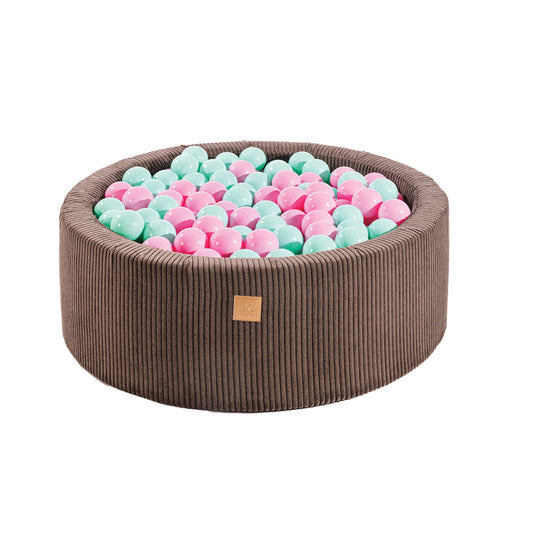 Round Ball Pit with 200 balls, 90x30cm, Brown, Aesthetic