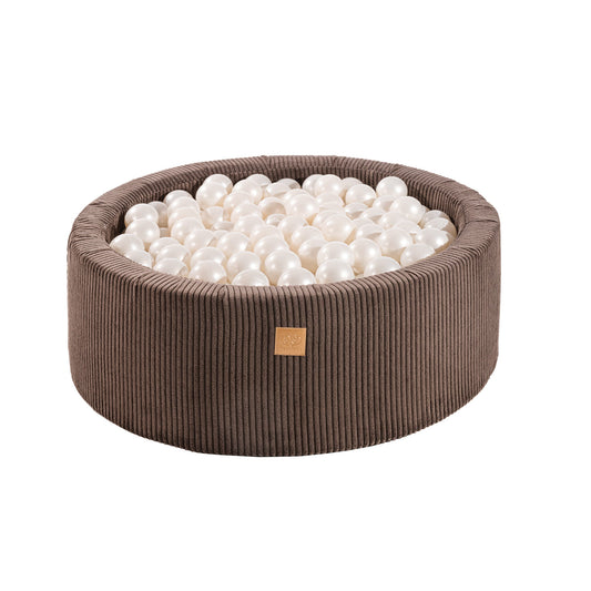 Round Ball Pit with 200 balls, 90x30cm, Brown, Aesthetic